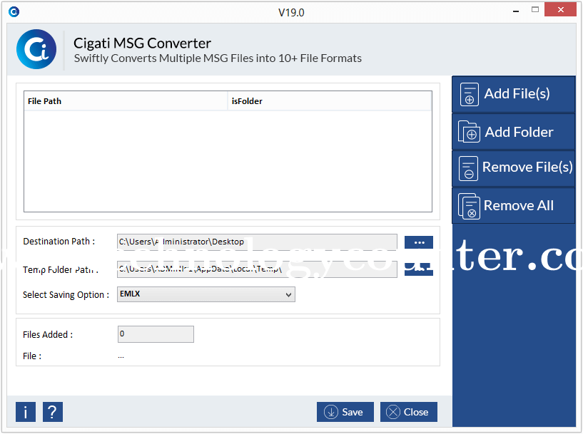 Cigati MSG Converter Screenshots